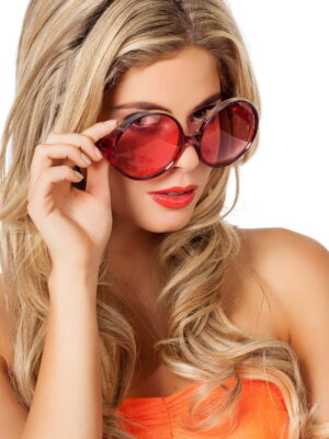 Hippiebril grote glazen, rood-0