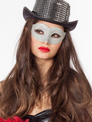 Luxe oogmasker, glitter zilver-0