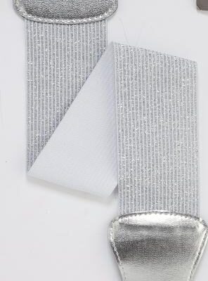 Stretchriem met grote gesp, zilver-0