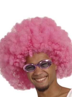 Afro pruik roze-0