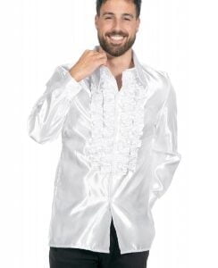 Rouchesblouse satijn, wit-0