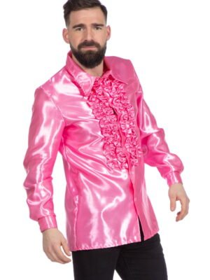 Rouchesblouse satijn, rose-0