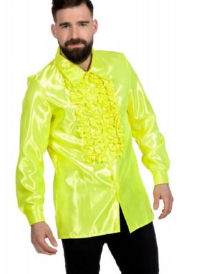 Rouchesblouse, neon-geel-0