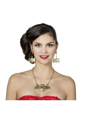 Set vleermuis oorbellen + ketting*-0