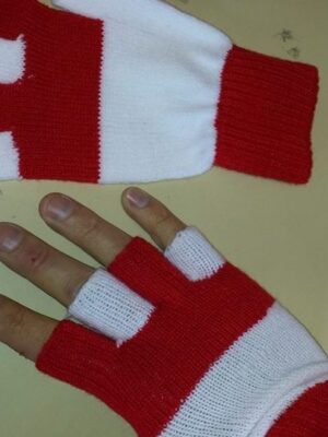 Vingerloze handschoenen rood/wit-0