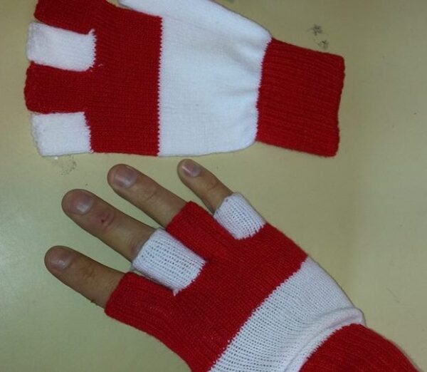 Vingerloze handschoenen rood/wit-0