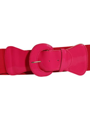 Stretchriem met grote gesp, neon pink-0