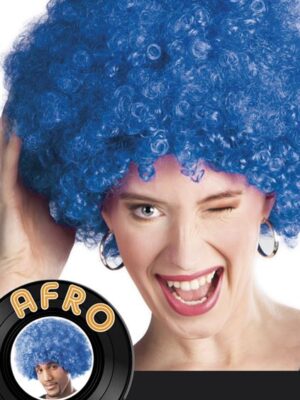 Afro pruik blauw-0
