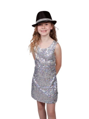 Disco glitterjurkje zilver hologram-0
