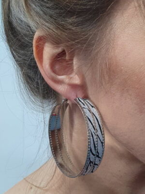 Grote ring oorbellen, zebra-0