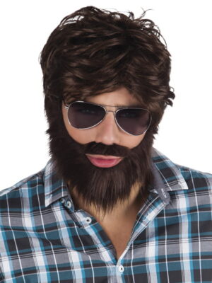 Pruik met baard Dude, bruin-0
