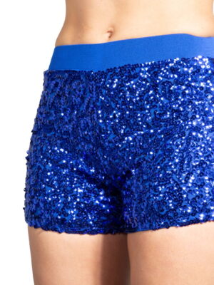 Hotpants pailletten, kobalt blauw. -0