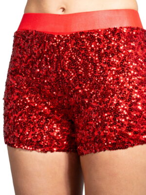 Hotpants pailletten, rood. -0