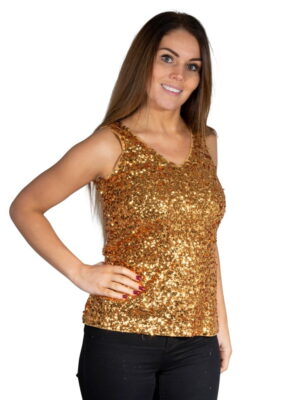 Topje pailletten, goud-0