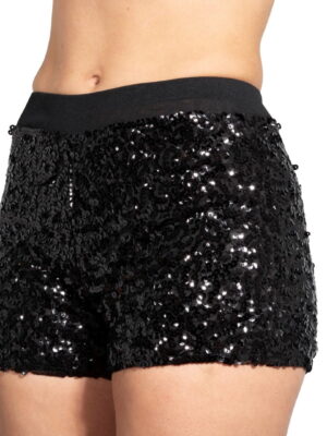 Hotpants pailletten, zwart.-0