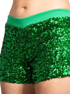 Hotpants pailletten, hard groen -0