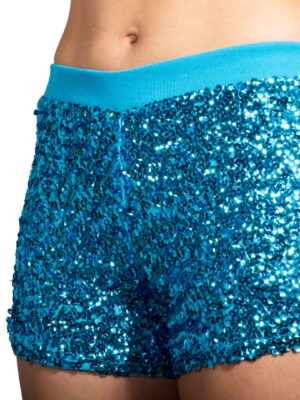 Hotpants pailletten, turquoise-0