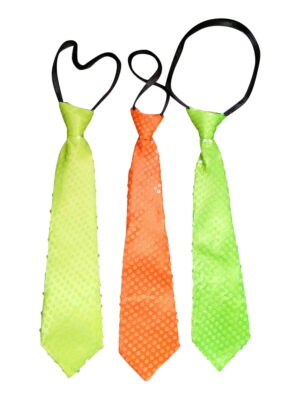 Pailletten neon stropdas in 3 kleuren-0