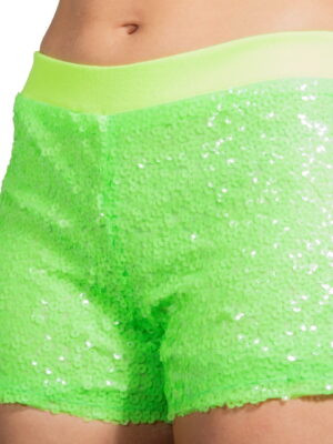 Hotpants pailletten, neon groen-0