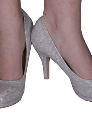 Pumps, glitter zilver-0