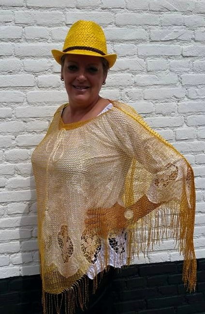 Toppers poncho geel/goud -11159