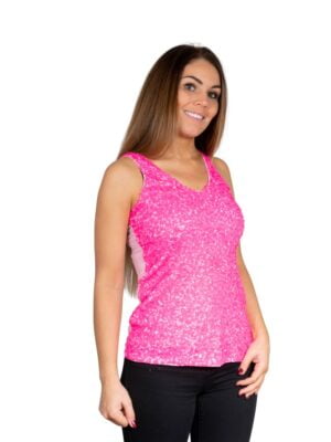 Topje pailletten, neon pink 1-0