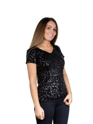 Pailletten shirt zwart-0