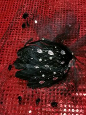 Mini hoedje van veren en vale met strass-0