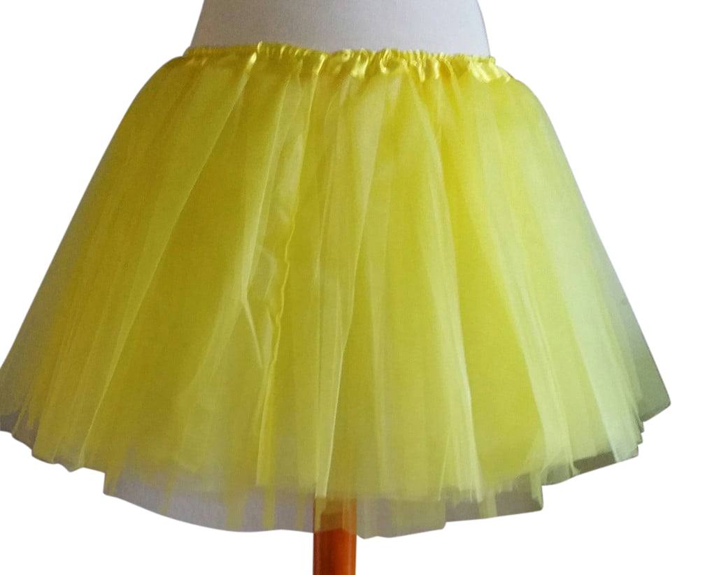 Tule rokje geel, (petticoat) volwassen-0