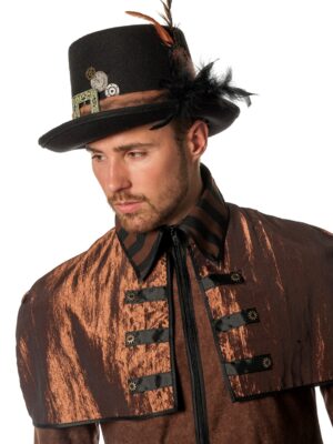 Hoed Steampunk, veren zwart-0