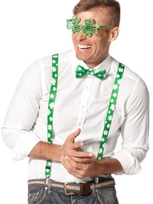 Set St. Patrick, bretellen, bril en strik-0
