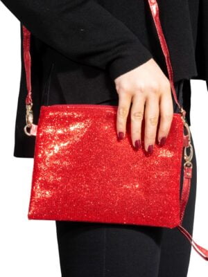 Glitter schouder tasje rood-0