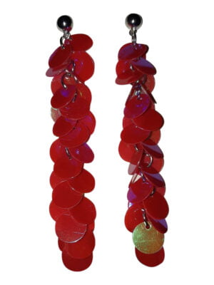 Pailletten oorbellen, meekleurend rood-0