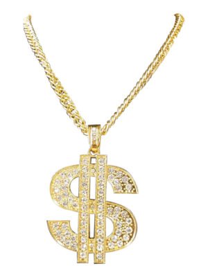 Lange Dollar ketting vol met strass-0