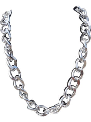 Lange vette schakel (pooier) ketting, zilver-0