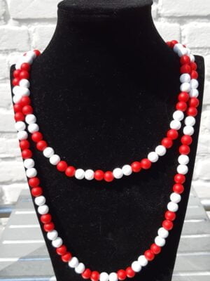 Lange parelketting, Brabant / Tullepetaon (rood/wit)-0