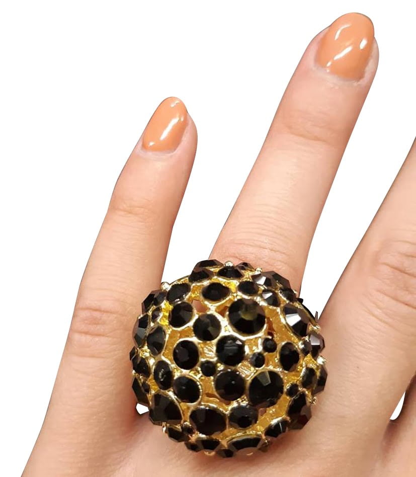 Bling bling ring met zwarte diamanten, medium-0