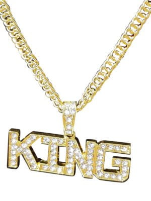 Lange ketting KING vol met strass stenen-0