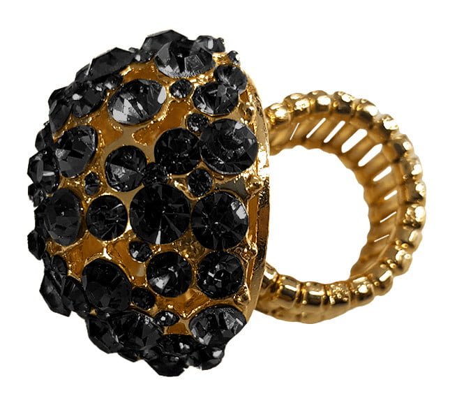Bling bling ring met zwarte diamanten, medium-14402