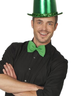 Hoge hoed lamee met paillettenband, groen-0