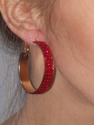 Strass oorbellen, rood (ringen)-0