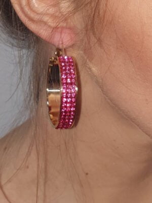 Strass oorbellen, roze (ringen)-0