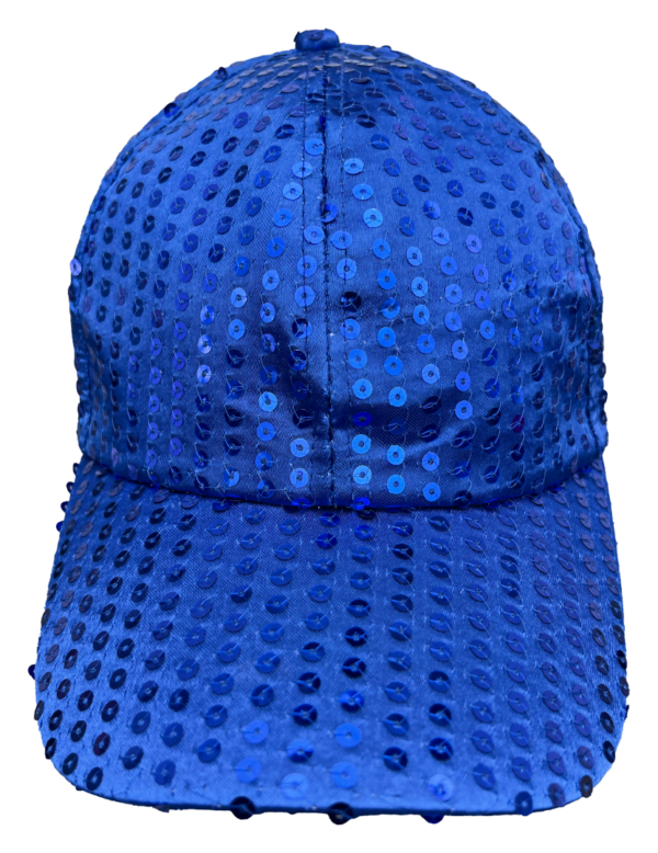 Pailletten baseball cap verstelbaar, kobalt blauw-0
