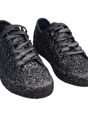 Disco sneaker, glitter zwart -0