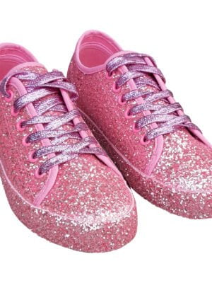 Disco sneaker, glitter roze-0