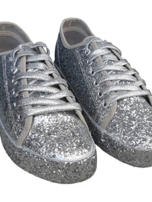 Disco sneaker, glitter zilver-0