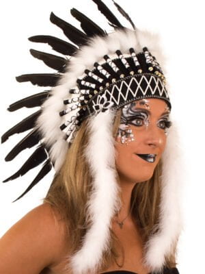Veren tooi Blackfoot met marabu, zwart-0