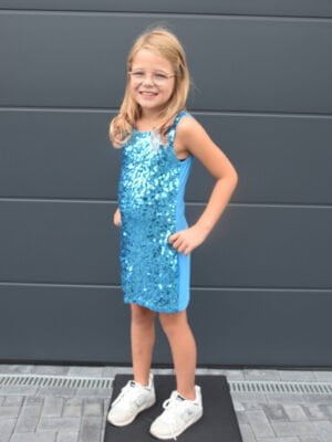 Disco glitter jurkje turquoise-0