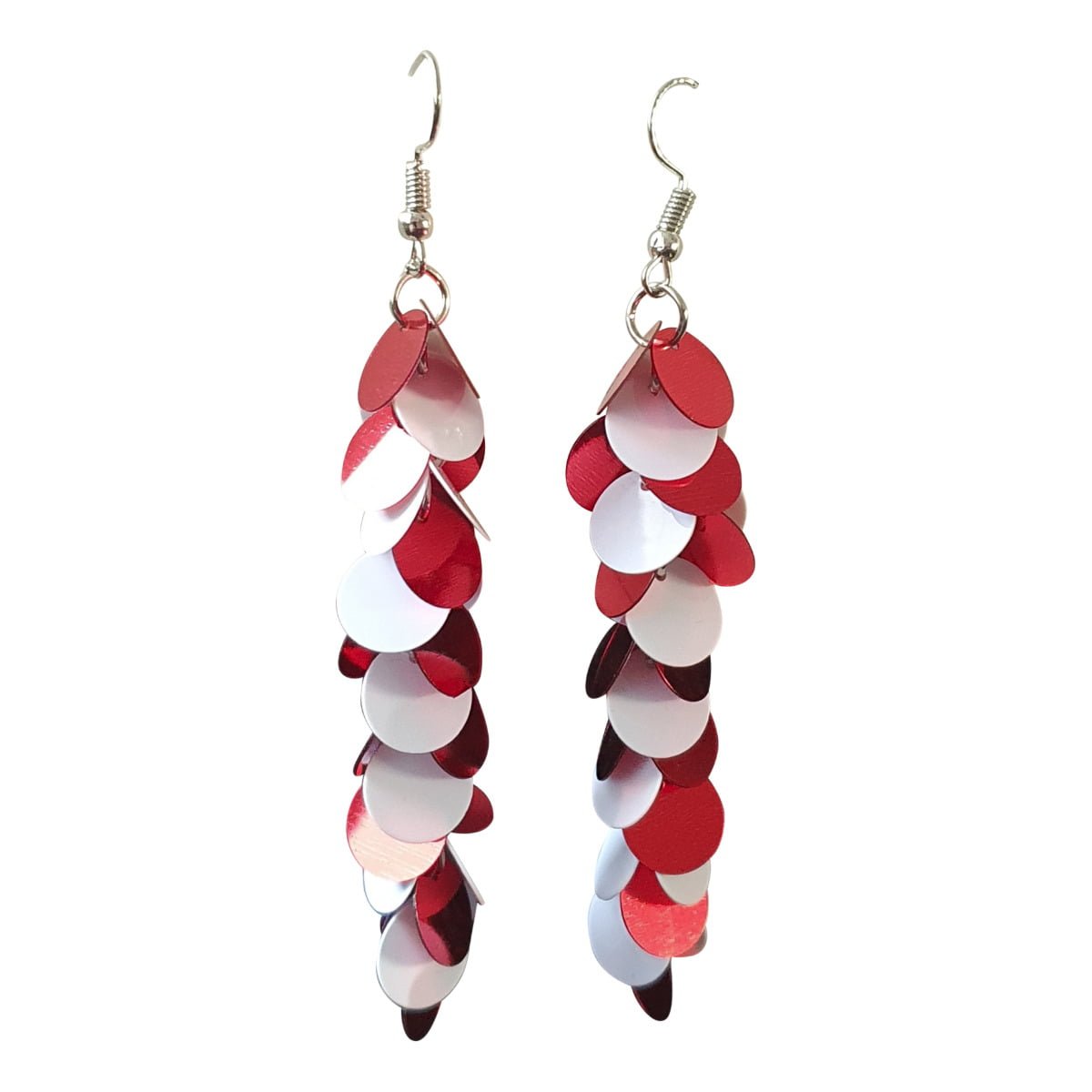 Pailletten oorbellen, Brabant/Tullepetaon rood/wit-0