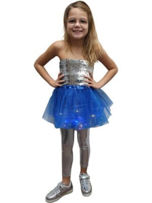 Magic tutu met gekleurde led lampjes, kobaltblauw (kind)-0